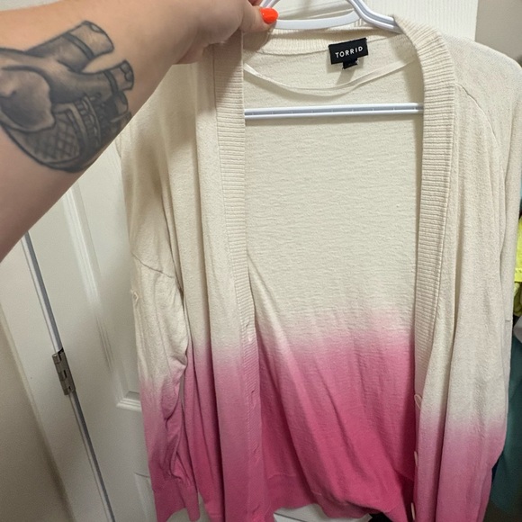 Torrid Pink and Cream Cardigan Sweater - Picture 1 of 2